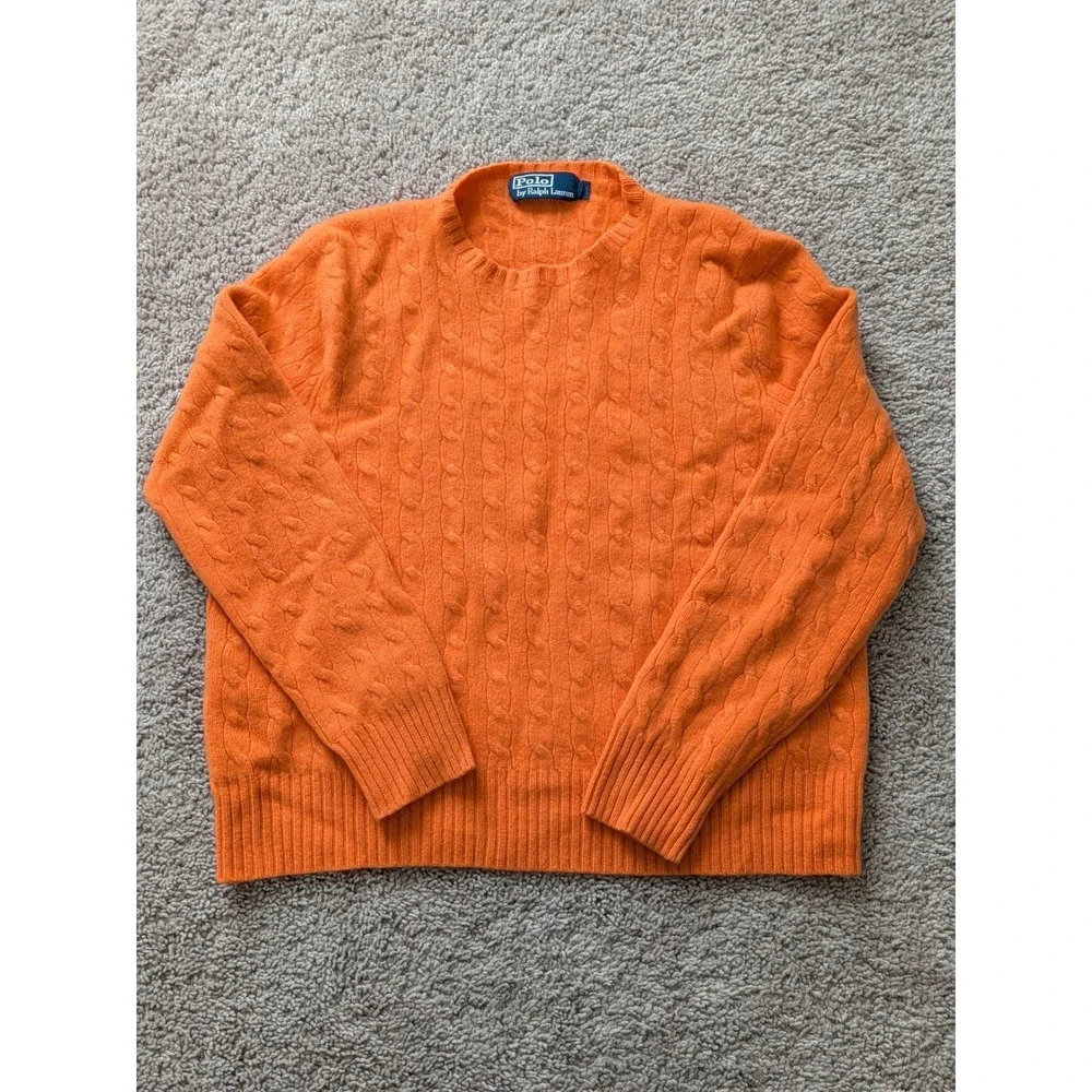 Vintage Polo Ralph Lauren Cashmere Sweater Mens XS/Small Cable Knit Crewneck 90s